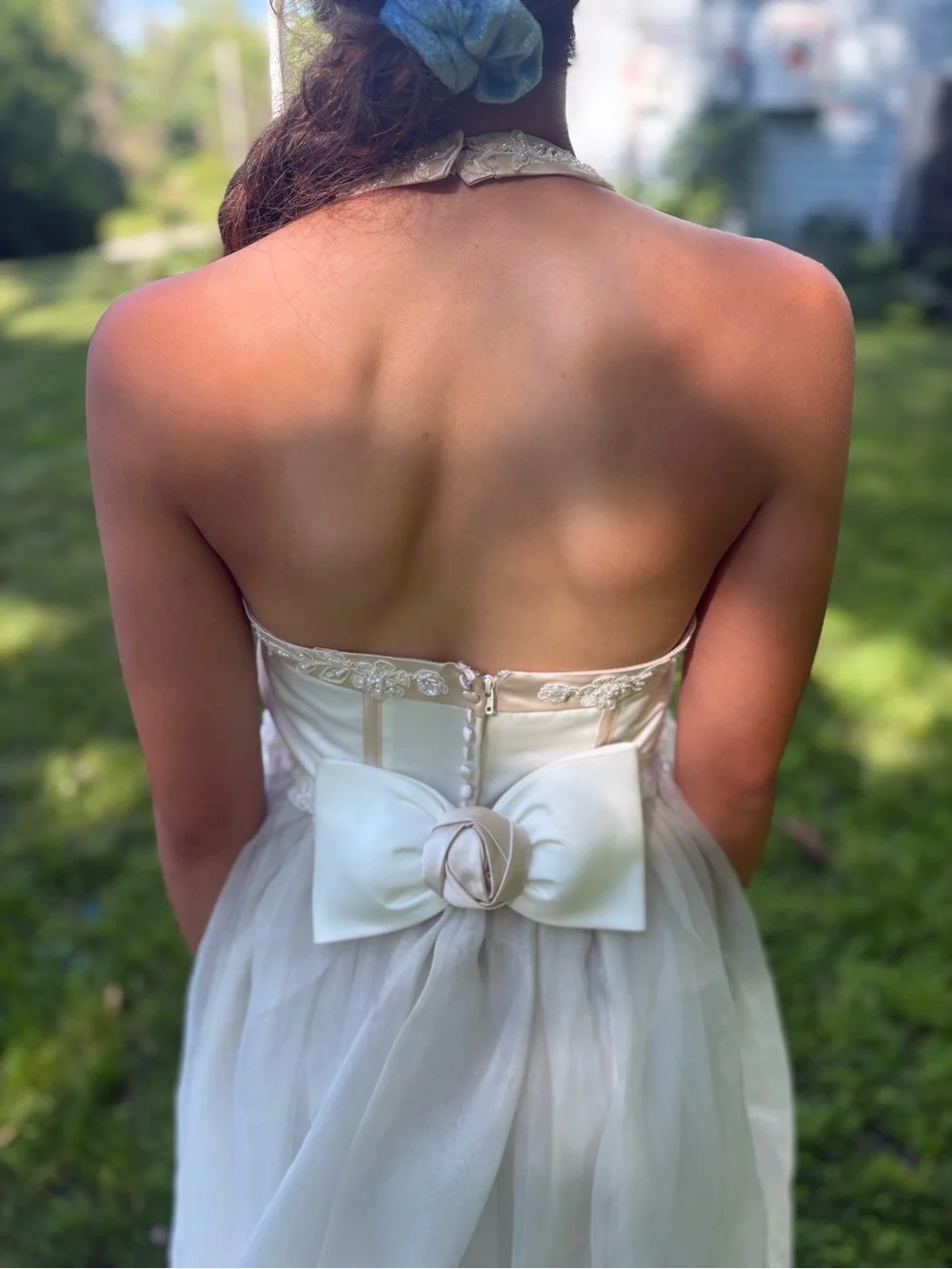 Size 10 David’s Bridal style # h229e ivory rum flower girl dress - Picture 4 of 13